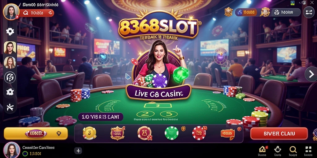 Screenshot gameplay 8368SLOT yang menampilkan pemain dan dealer secara interaktif.