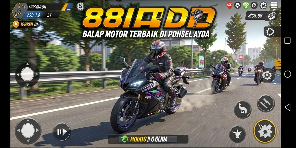 Screenshot gameplay 88ID dengan aksi balap seru dan motor keren.
