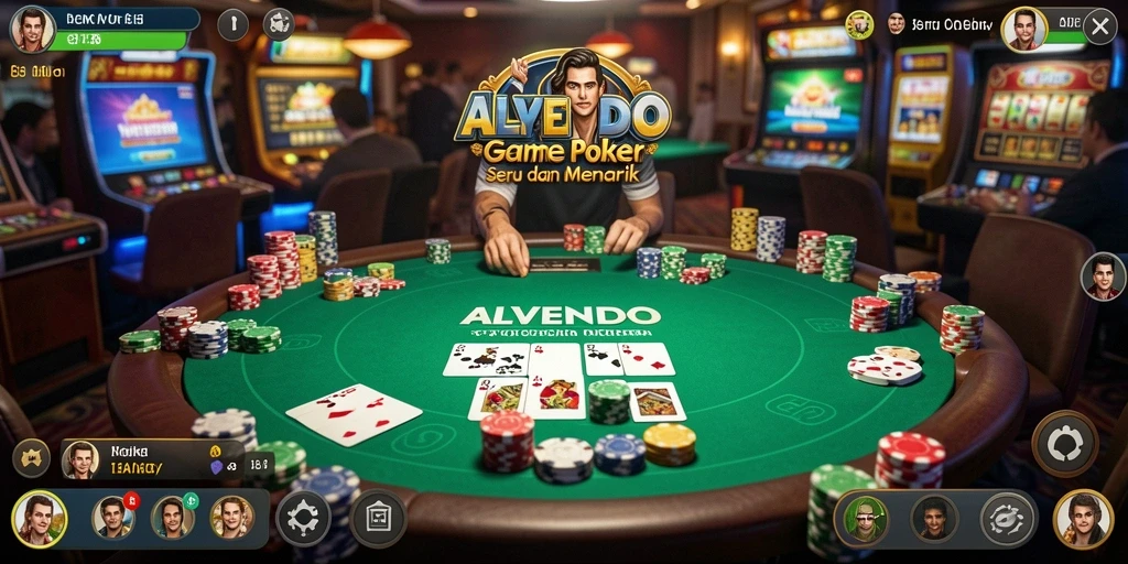 Tampilan gameplay yang intens dalam ALVENDO Poker.