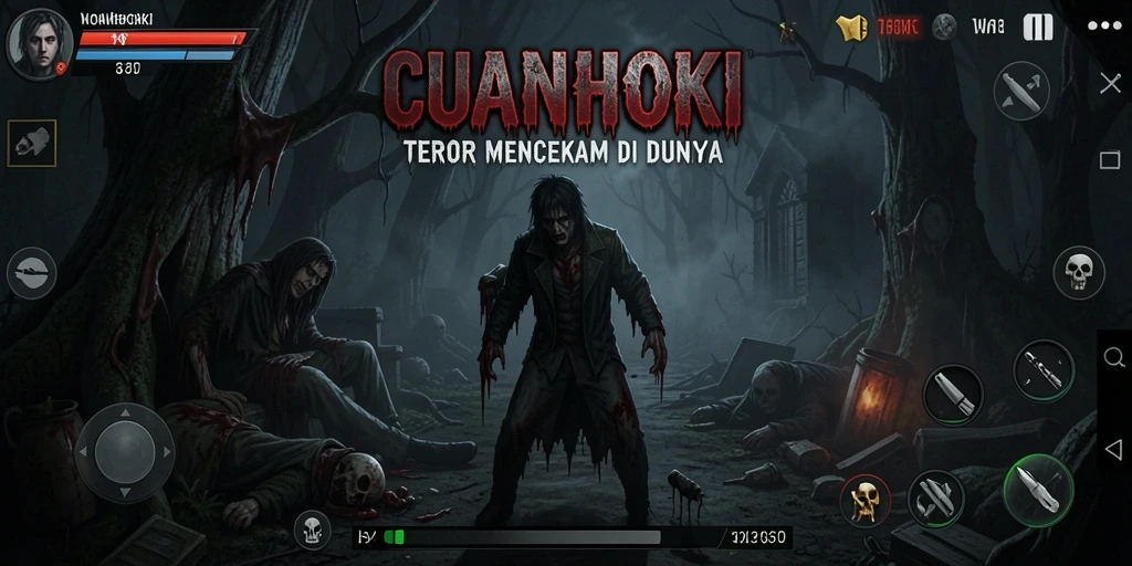Tampilan gameplay menegangkan dari CUANHOKI saat menghadapi makhluk Horror.