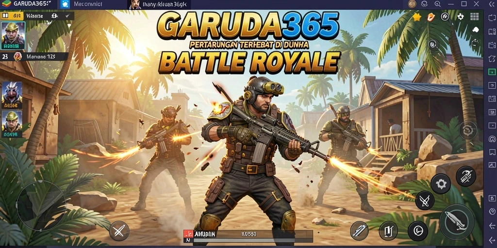 Tampilan seru dari gameplay GARUDA365 yang penuh aksi Battle Royale.