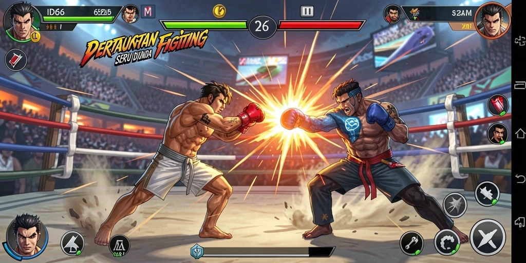 Gameplay ID66 yang intens dan mendebarkan saat bertarung.