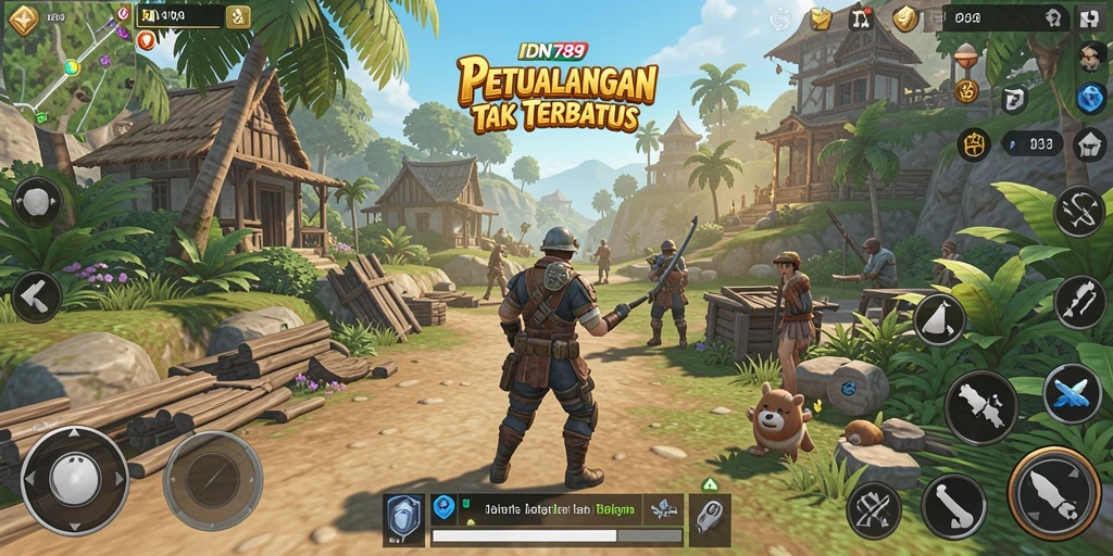 Screenshot gameplay IDN789 menampilkan dunia terbuka yang luas dan eksploratif.