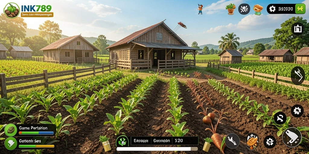 Gameplay menarik dari INK789 menunjukkan aktivitas bertani yang seru.