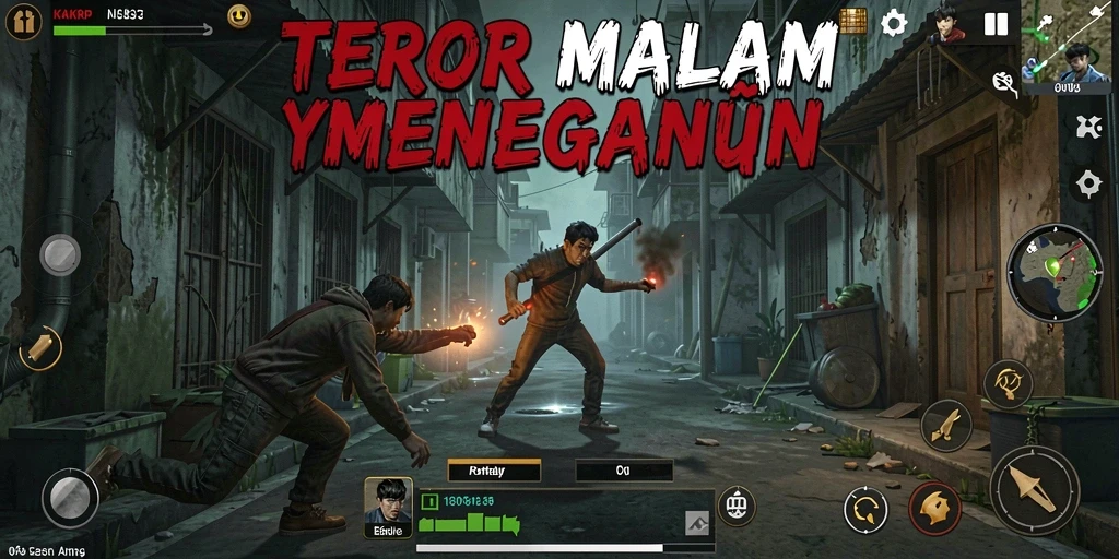 Screenshot KAKRP menampilkan gameplay dengan suasana mencekam dan karakter yang penuh ketegangan.
