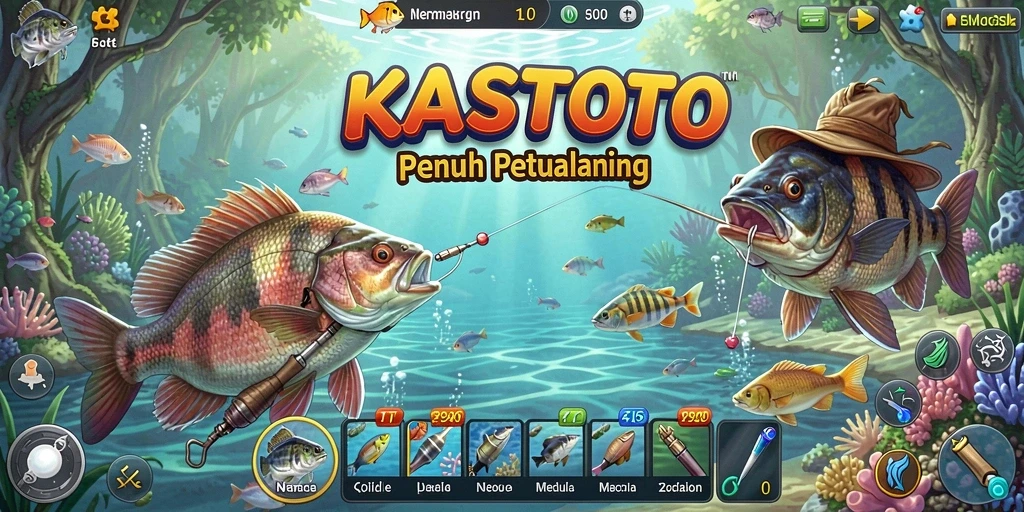 Tampilan permainan KASTOTO yang menggambarkan keindahan lokasi memancing.