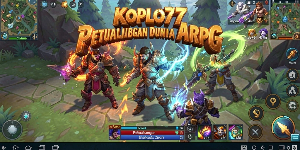 Tampilan gameplay ARPG KOPLO77 dengan aksi seru dan karakter beragam.
