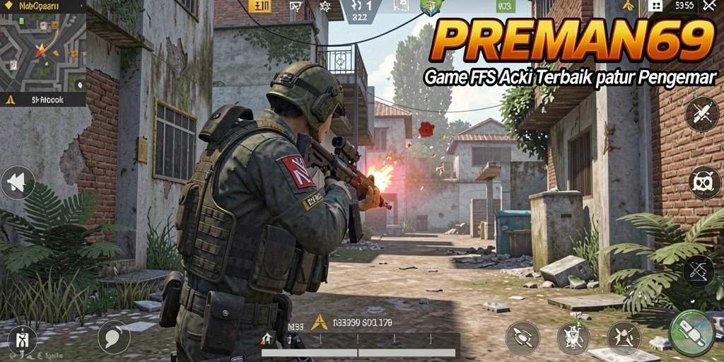 Tampilan gameplay <strong>PREMAN69</strong> dengan aksi menegangkan dan senjata canggih.