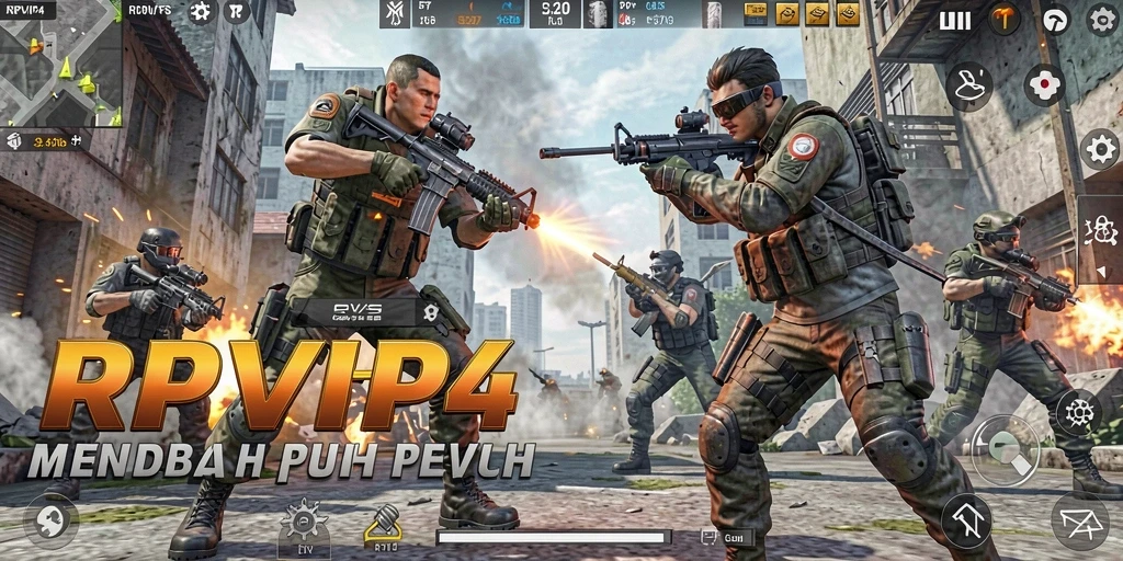 Tampilan utama gameplay RPVIP4 dalam pertempuran FPS yang seru.