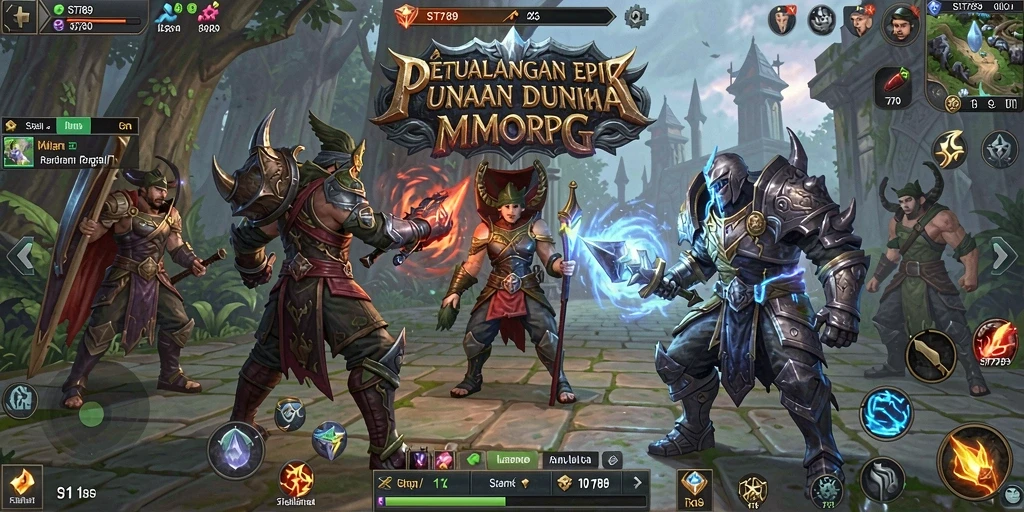 Tangkapan layar menunjukkan aksi seru dalam gameplay MMORPG ST789.