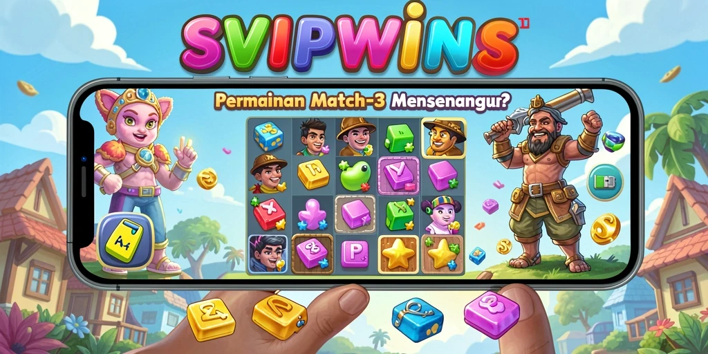 Gameplay seru SVIPWINS dalam permainan Match-3 yang mengasyikkan.